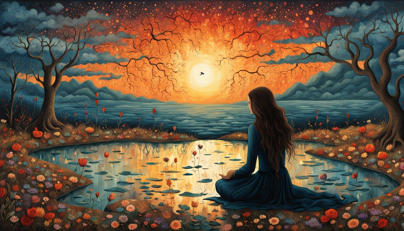 Glowing Creatures of Folklore in Vibrant Digital Collage