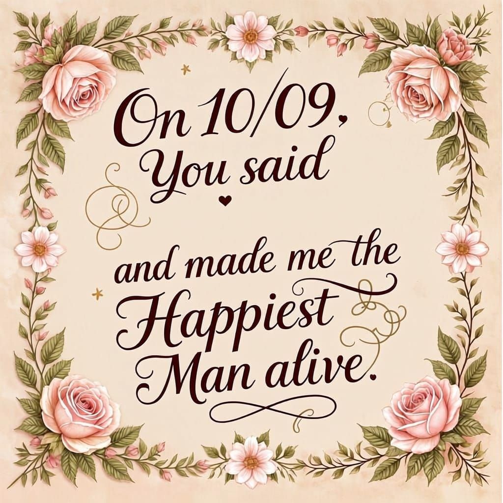 Romantic Floral Greeting Card with Heartfelt Message