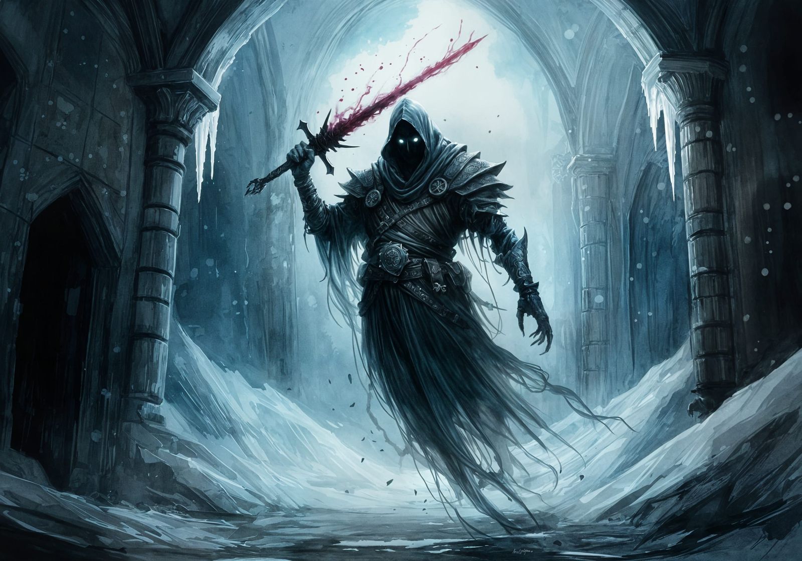 Mysterious Crypt Spirit in Dark Ink