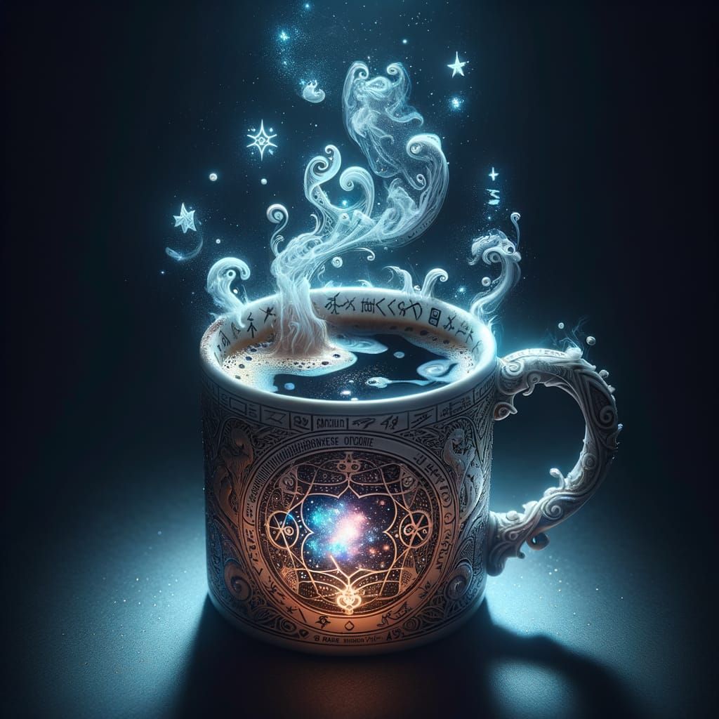Coffee in a magical mug.