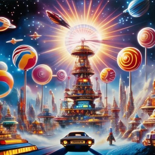 Retro Sci-Fi Scene from Candy Cosmos Movie