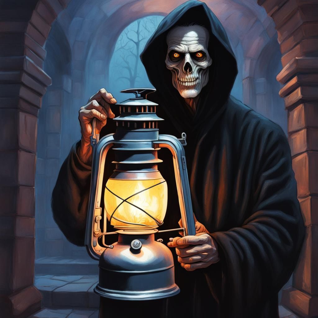 Creepy Crypt Keeper Portrait in Hyperrealistic Splash Art