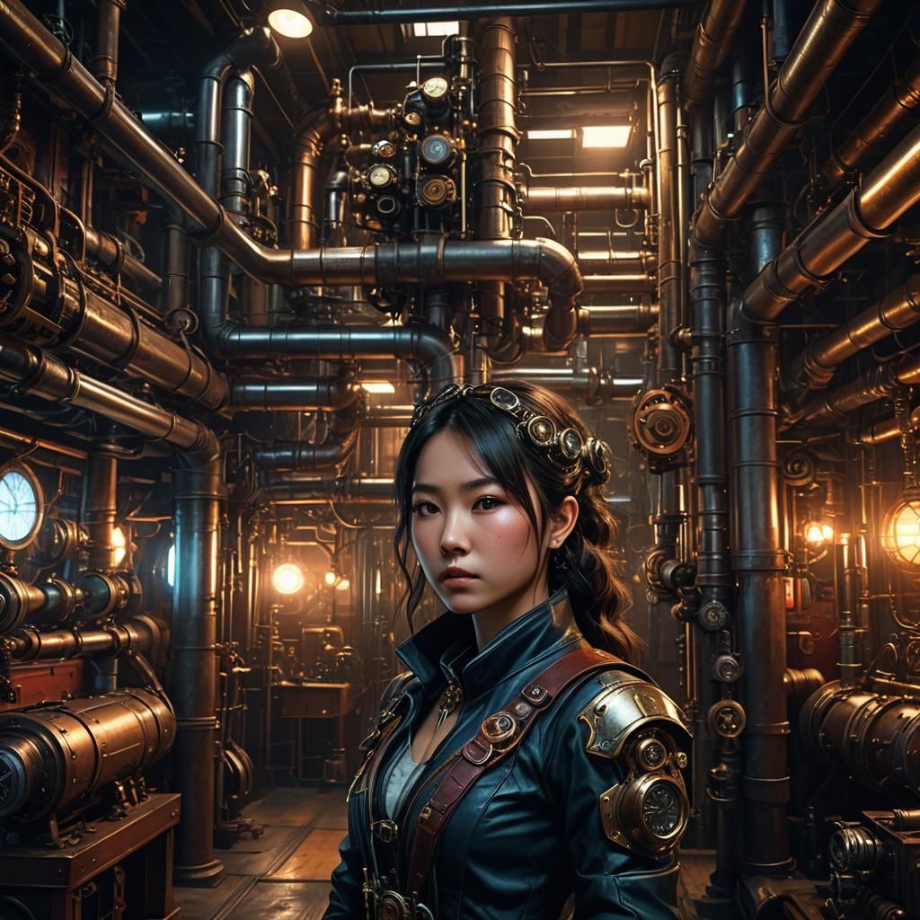 Morgan Yu Portrait in Steampunk Sci-Fi Style