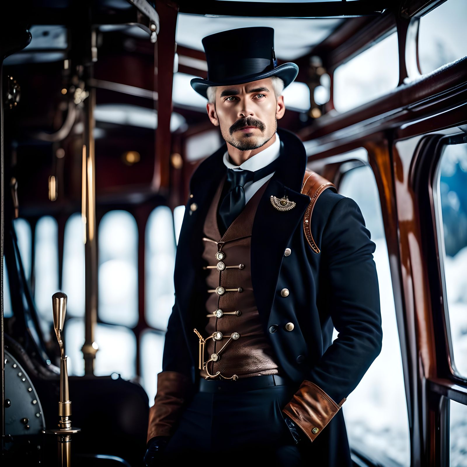 Steampunk Man on the Orient Express