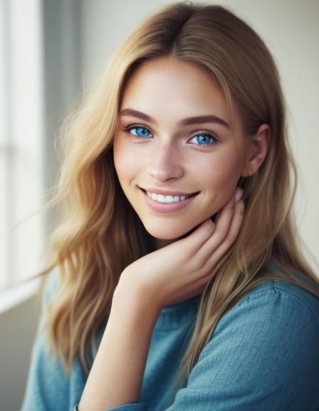 Smiling Girl Portrait in Natural Golden Light