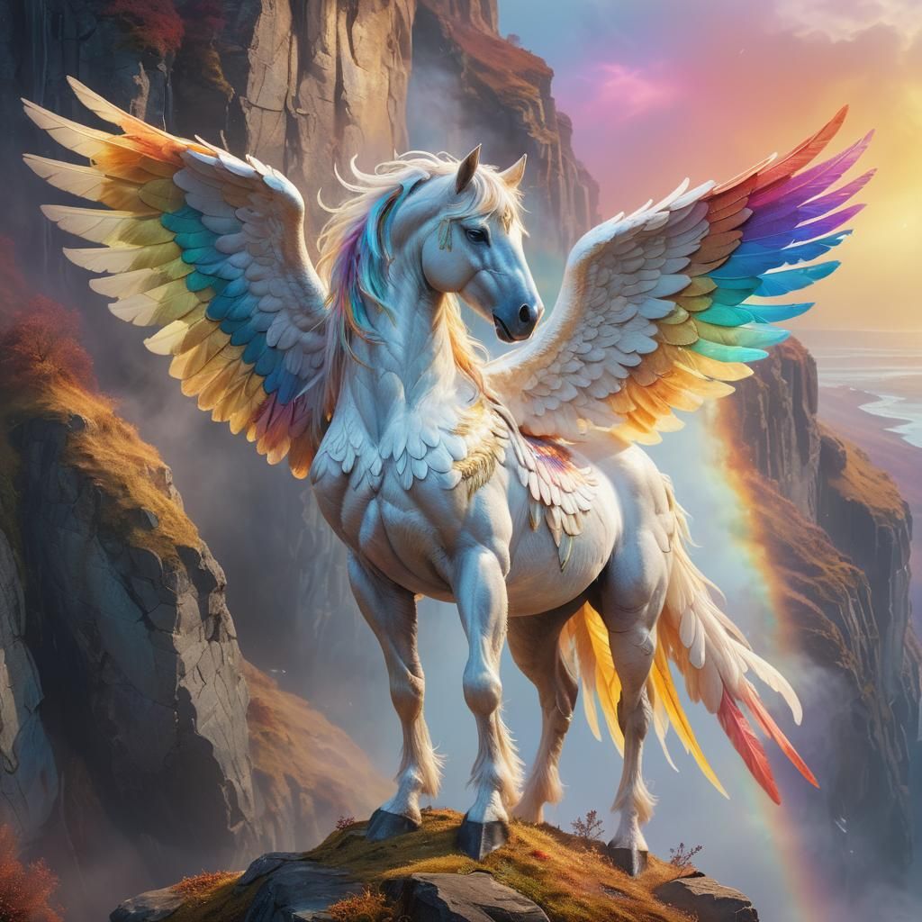 Ethereal Pegasus in Vibrant Oil Painting