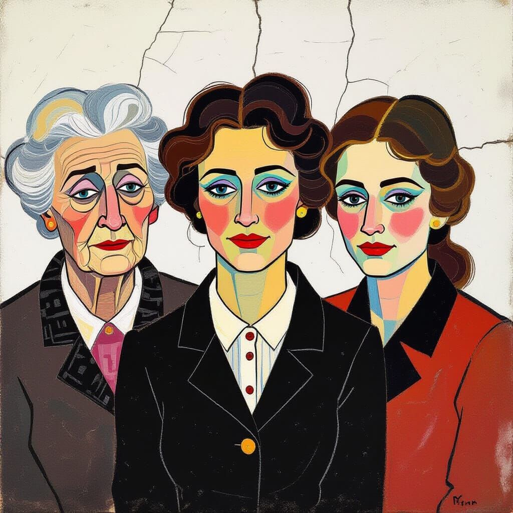 Emotional Women: Egon Schiele-Inspired Pastel Portraits