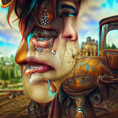 Steampunk Tears of Rust in Hyperrealism