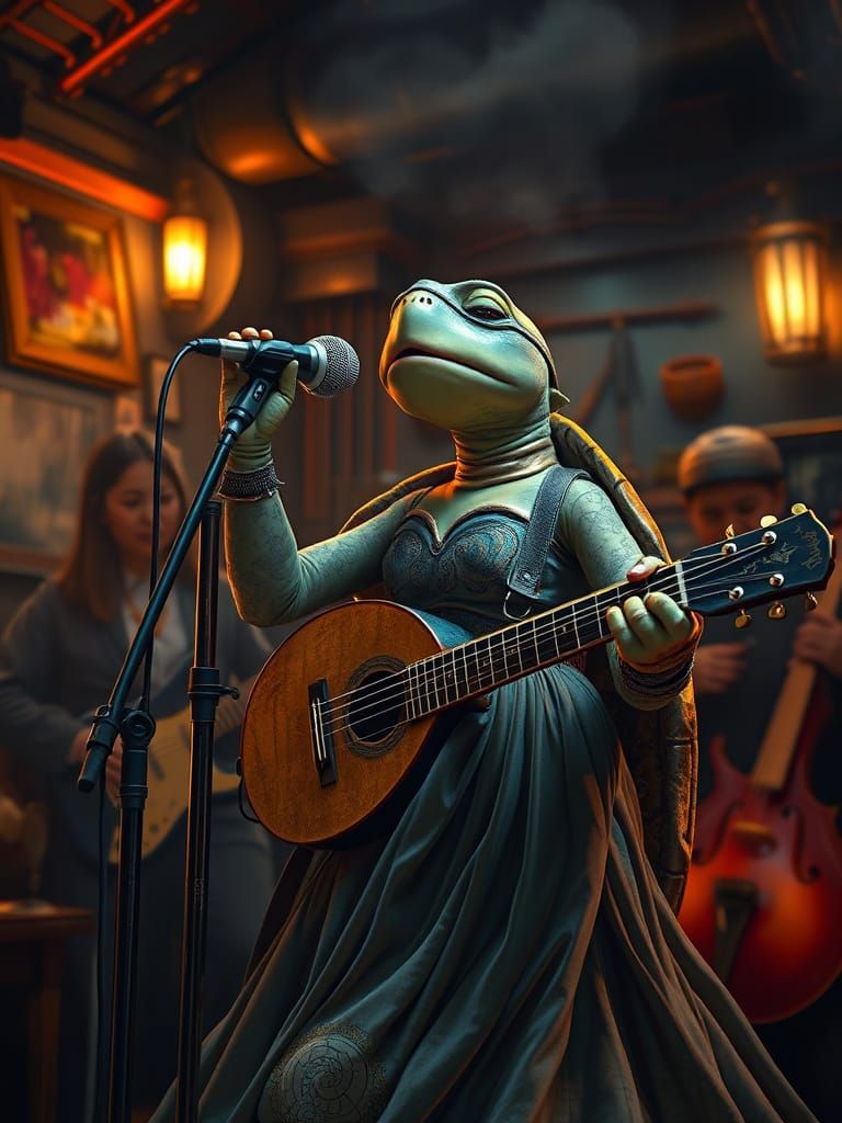 A Female Turtle singing the blues