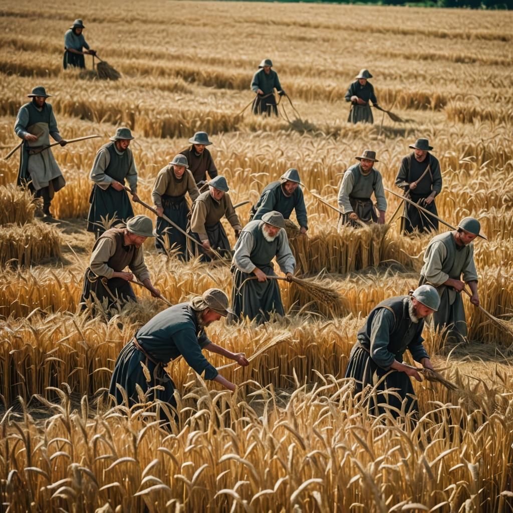 Medieval Wheat Harvest: Natural Light Photography