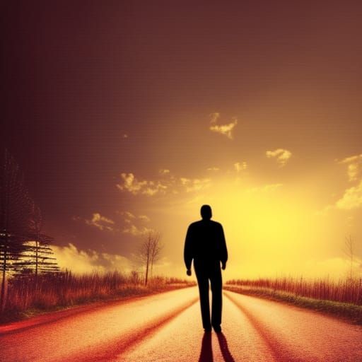 Man Emerging from Darkness into Light