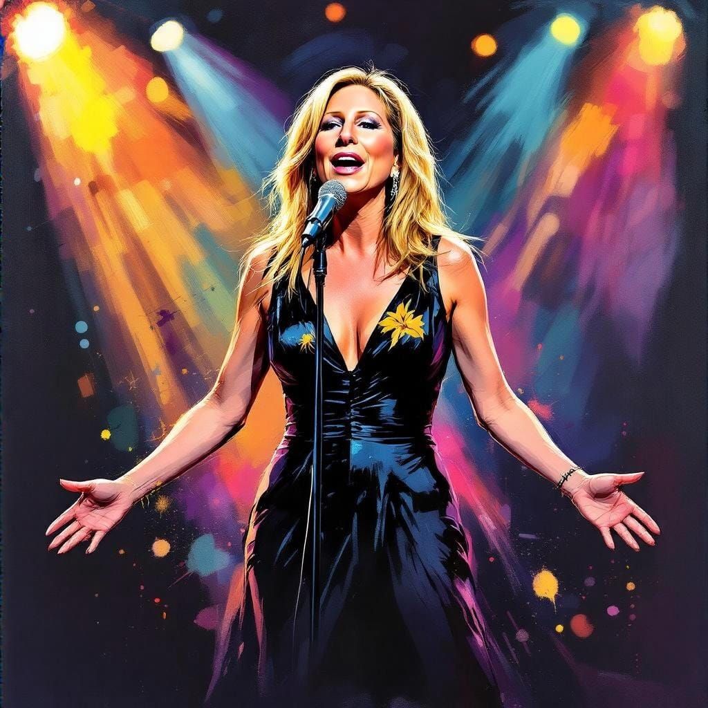 Barbra Streisand: Dynamic Painterly Illustration of a Star