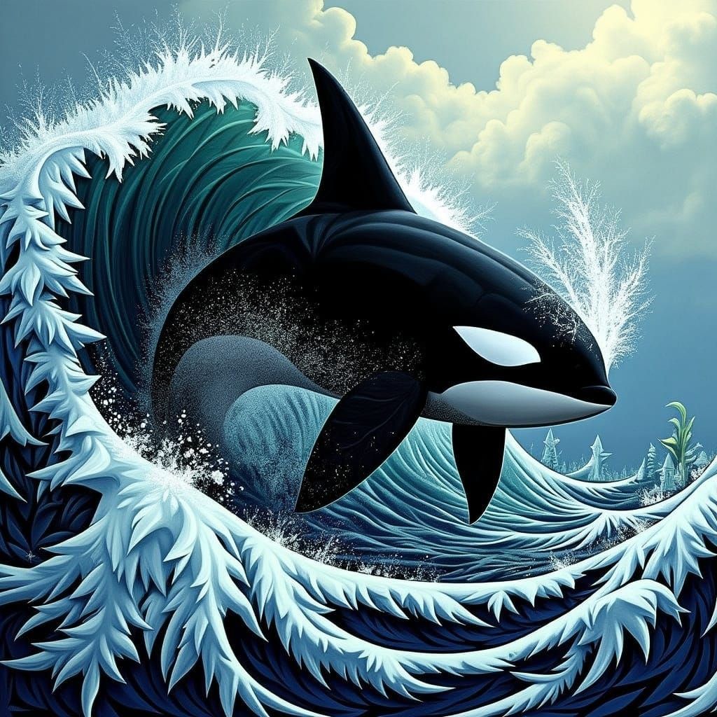Majestic Orca in Tidal Wave