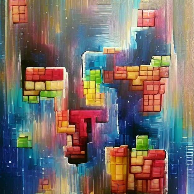 Abstract Tetris Acrylic Painting