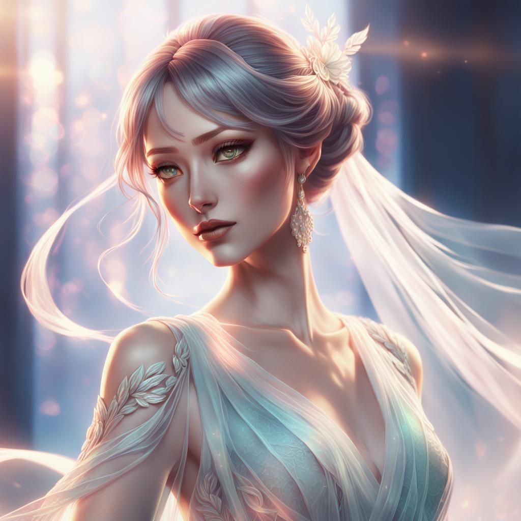 Elegant Anime Woman Portrait in 3D Art Style