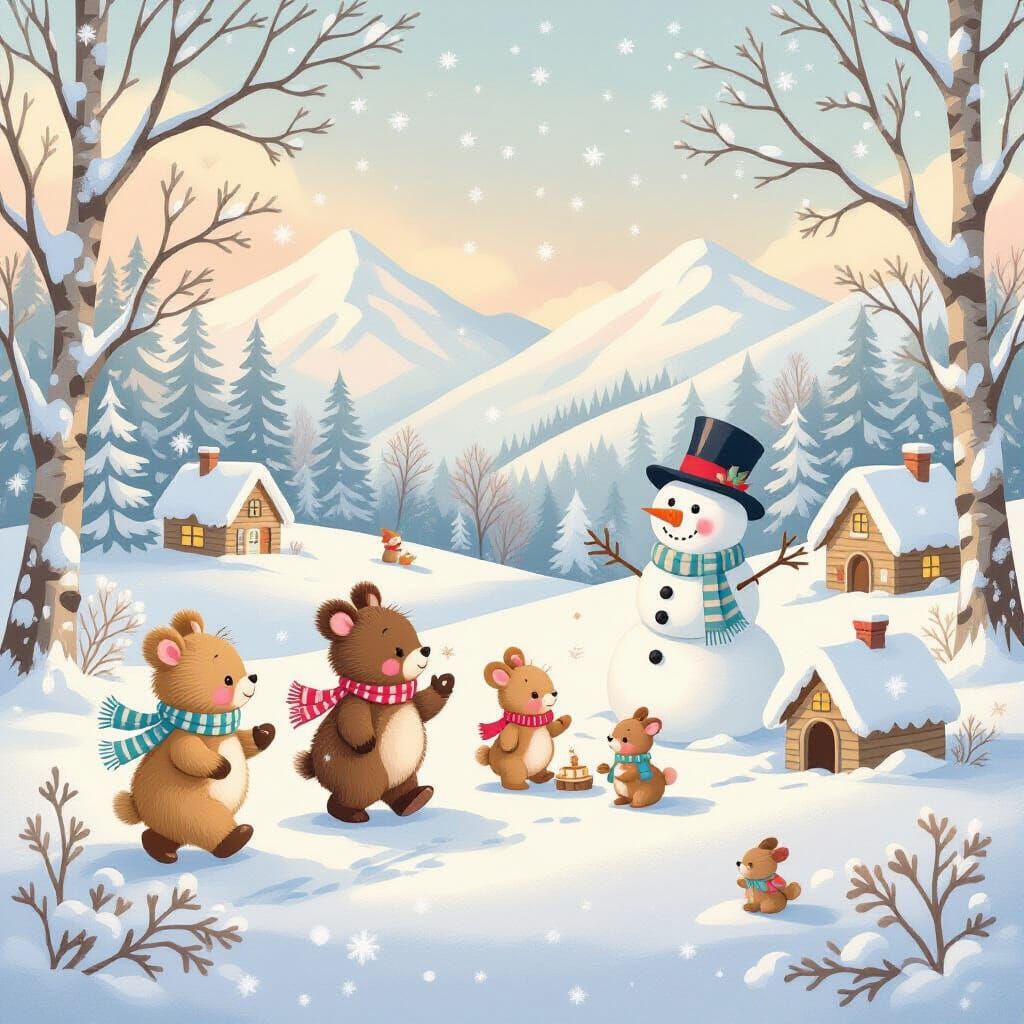Cozy Winter Wonderland With Adorable Forest Animals