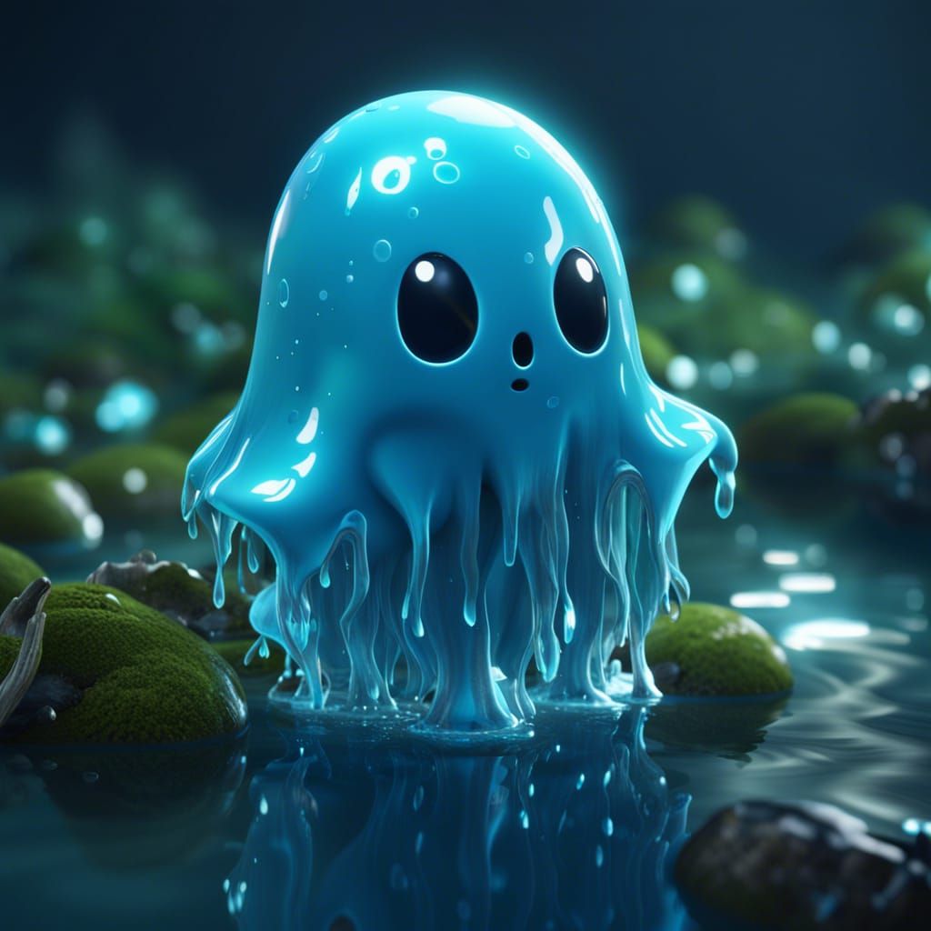 Blue Ghost in Water Splash: 3D Graffiti Art