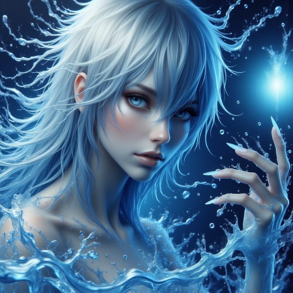 Metallic Cyborg with Electric Blue Hues