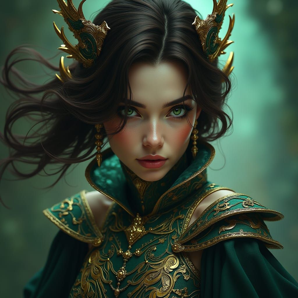 Fantasy Villain Portrait in Art Nouveau Style