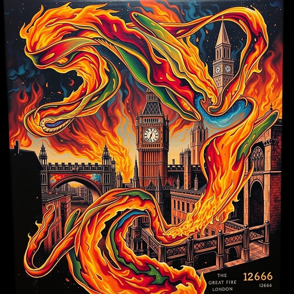 The Great Fire of London in Hyperrealism