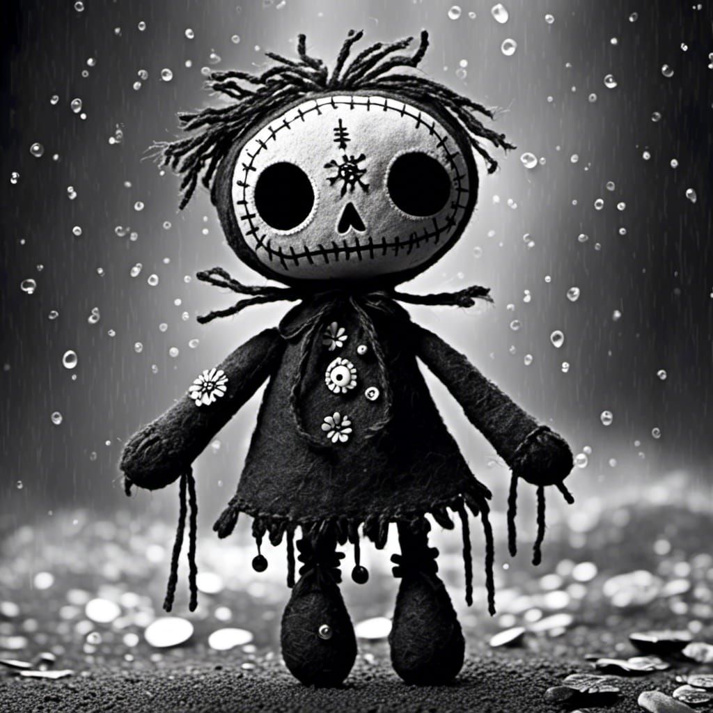 Cute and Scary Voodoo Doll in Comic Art Style