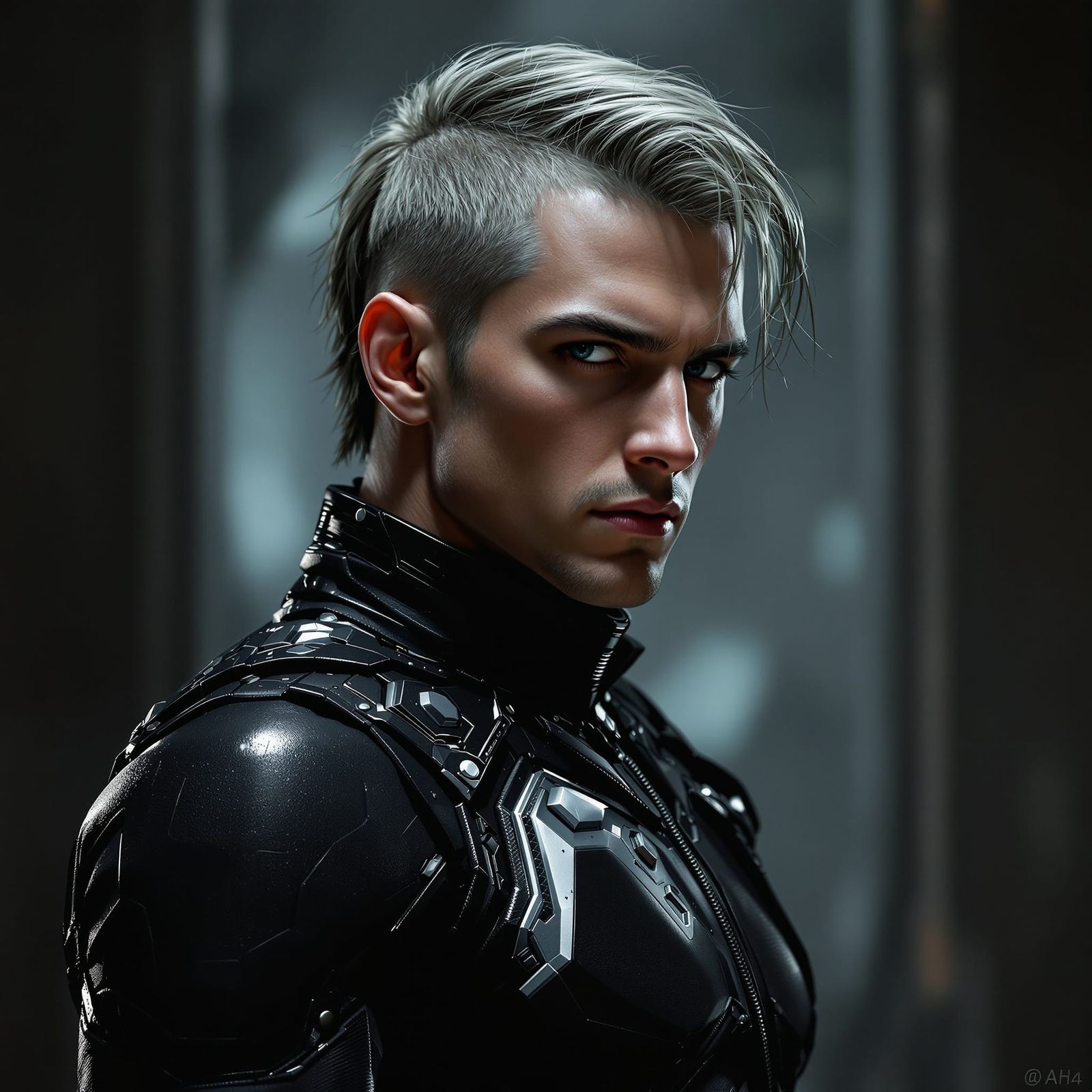 Sleek Male Figure in Futuristic Cinematic Style