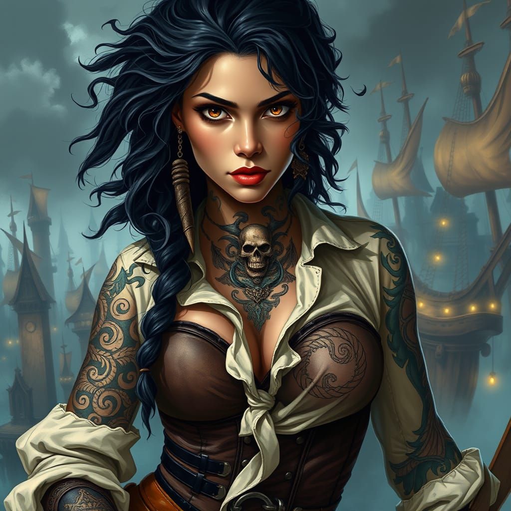 Caribbean Pirate Captain Commands the Lost Ships City