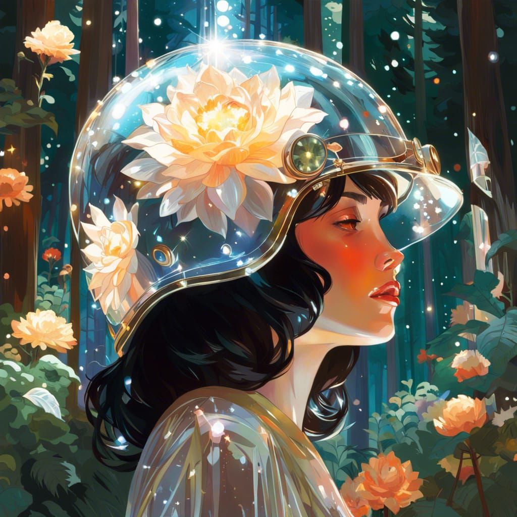 Celestial Crystal Helmet on Sparkling Flower