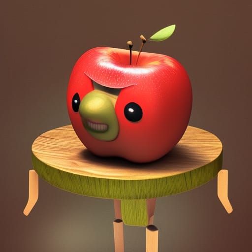 Adorable Caterpillar in Apple, Pixar-Style 3D Art