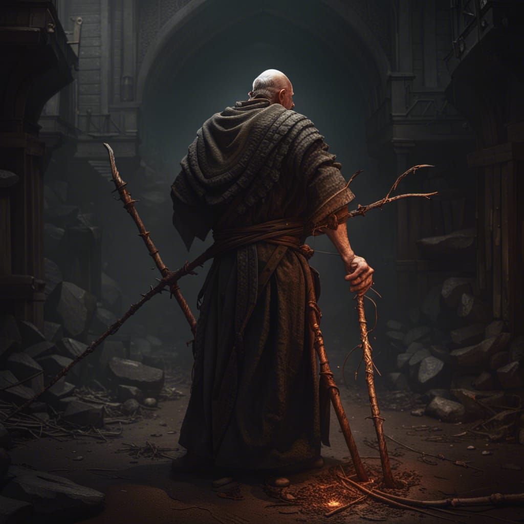 Medieval Monk's Penance: A Dark Fantasy Concept Art