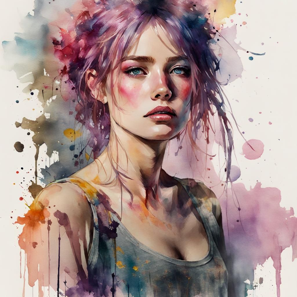 Fantasycore Watercolor: Dangerous Character in Japanese Gard...