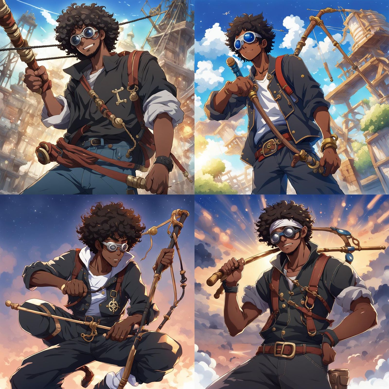 Anime Pirate with Slingshot Staff