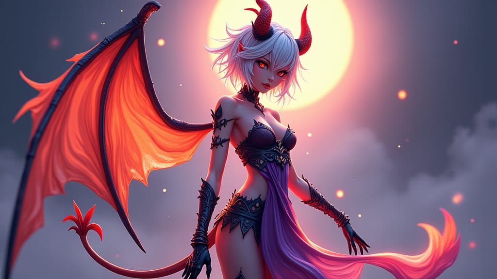 Ethereal Devil Woman in 3D Anime Art Style