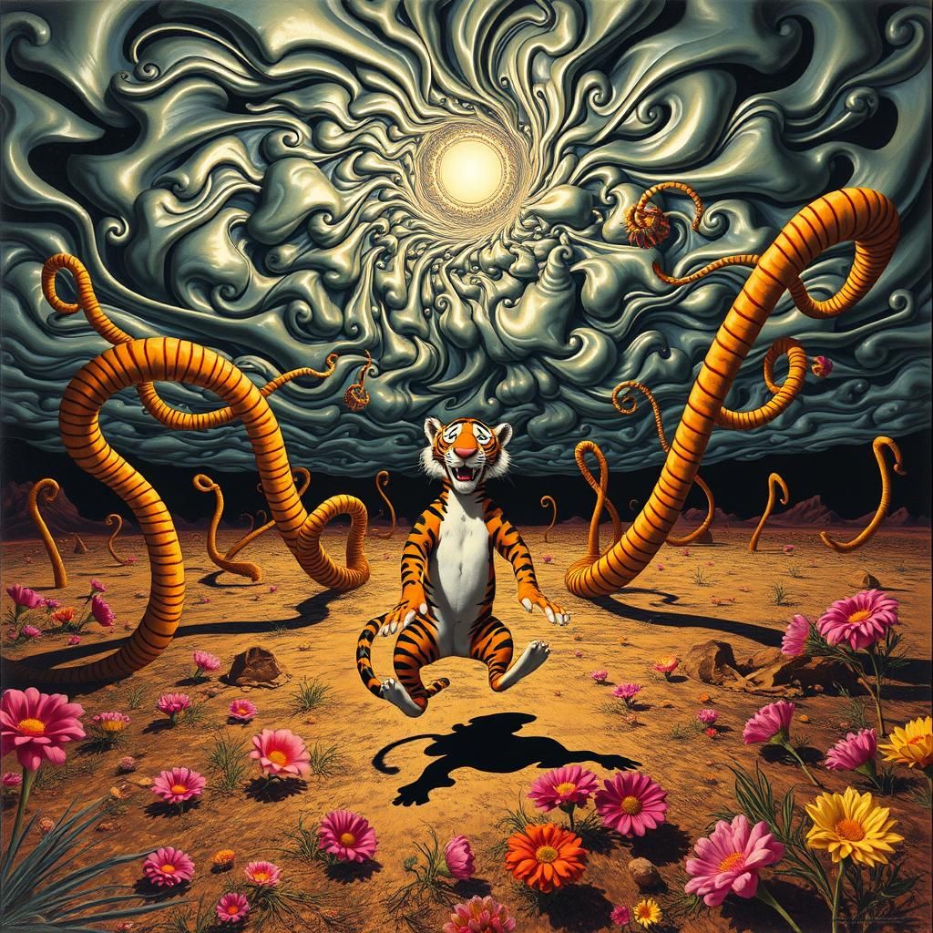 Surreal Landscape with Elastic Flora and Tigger
