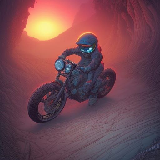 Dirt Bike in Anime Style by Dan Mumford