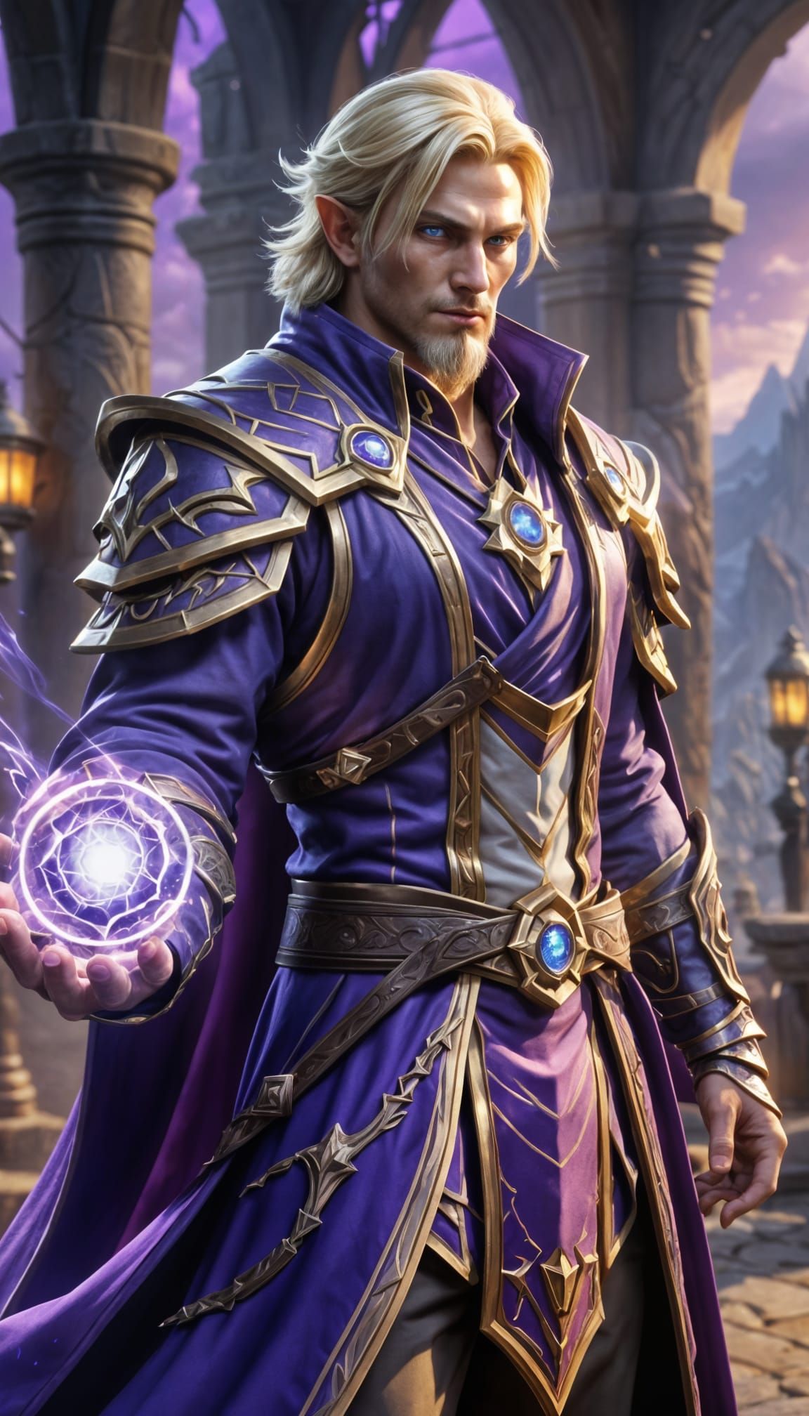 Young Wizard in Warcraft Style with Magic Light