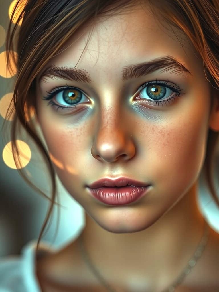 Realistic Portrait of a Girl in Oil Painting Style