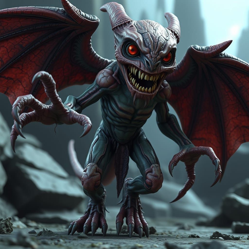 Muscular Grape Vampire in 3D Style