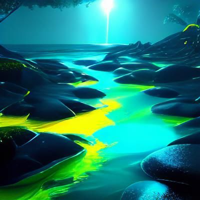 Psychedelic Neon Yellow Water with CGI Effects