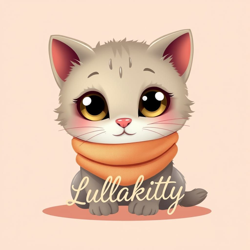 Pixar-Inspired Cartoon Kitten with Pastel Scarf