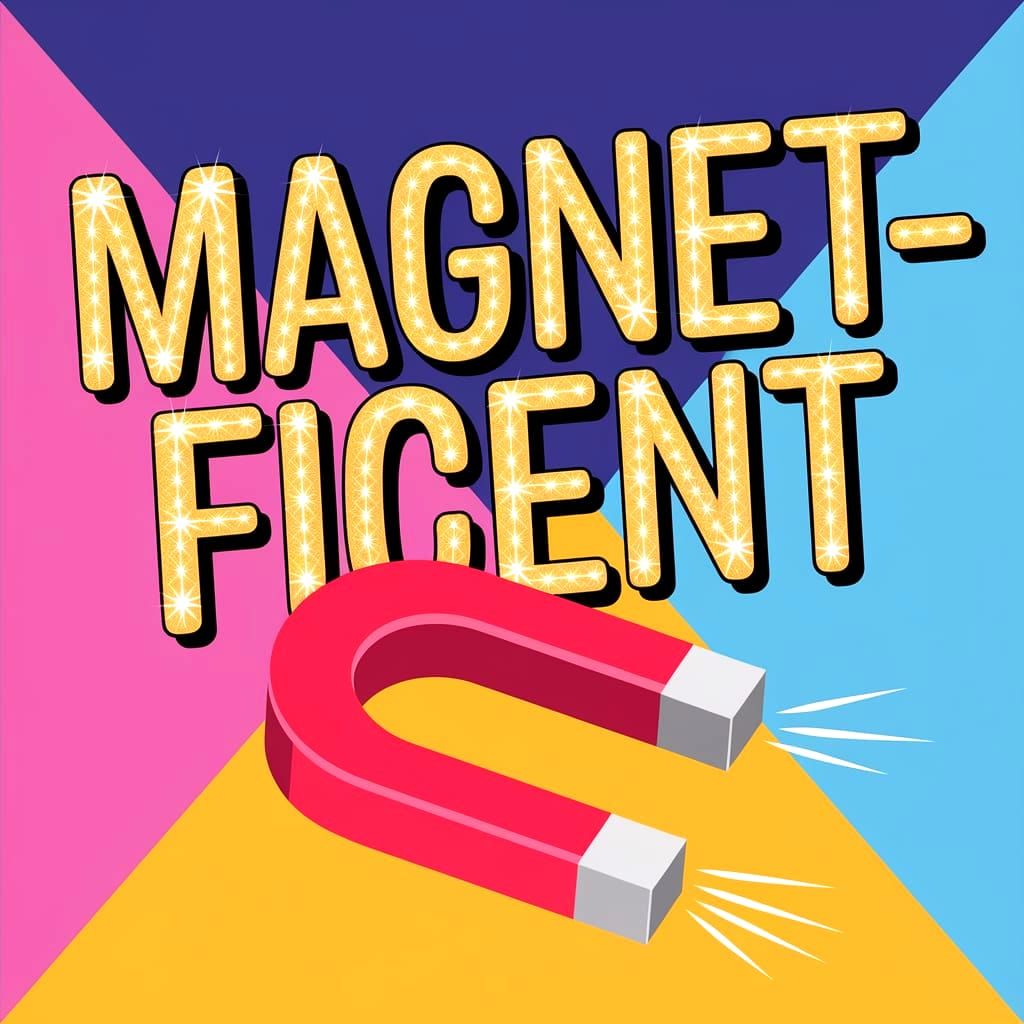 Bright Poster Art with Sparkly Title "Magnet-ficent"