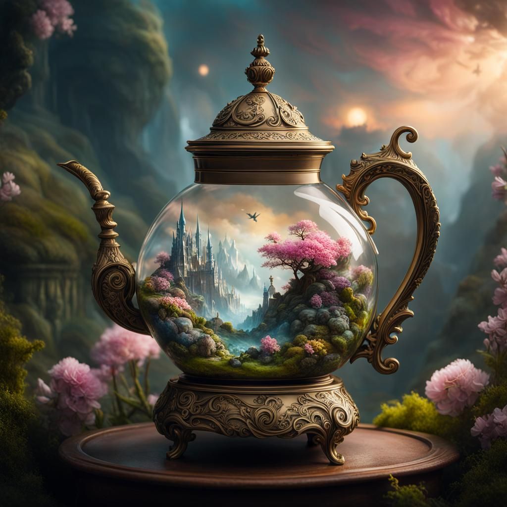 Miniature Fantasy World in a Teapot