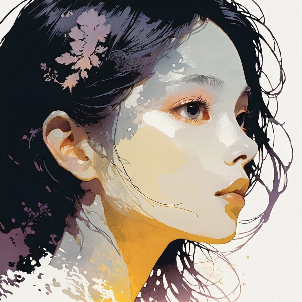 Mysterious Silhouette in Fog with Gradient Colors