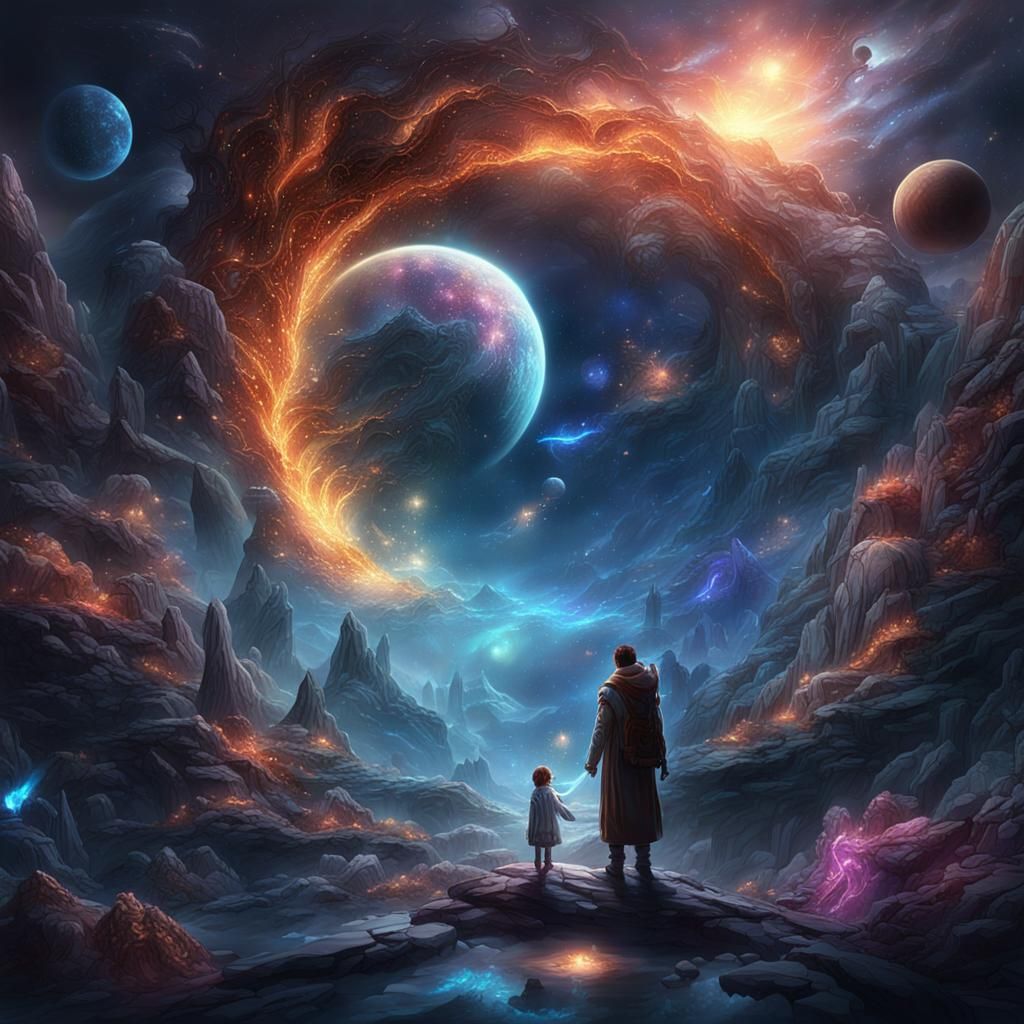 Cosmic Embrace: A Fantastical Digital Painting