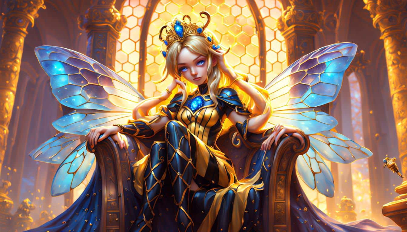 Ethereal Queen Bee Goddess in Honey Throne Room
