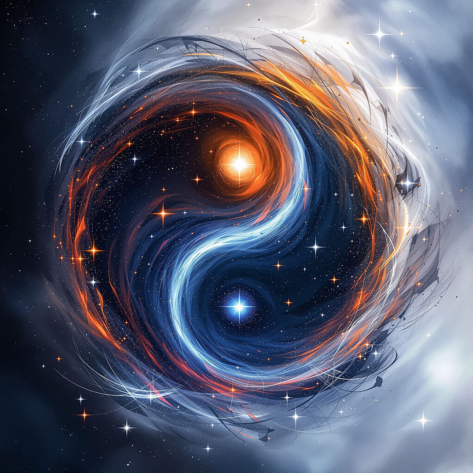 Cosmic Yin Yang Abstract Art