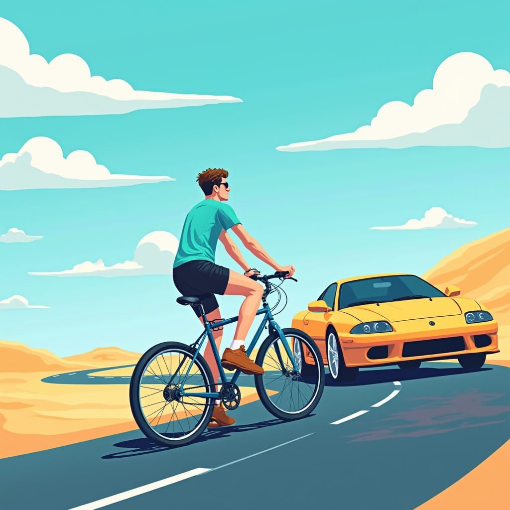 Dynamic Highway Duo in Modern Illustration Style