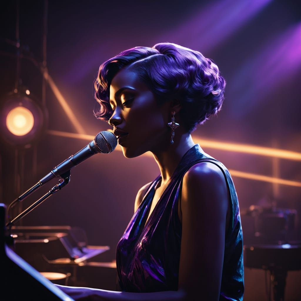 Retro Chic Jazz Club Scene in Soft, Velvety Textures