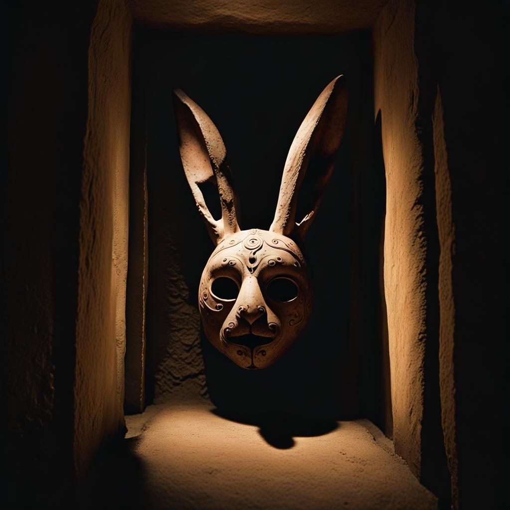 Creepy Tribal Mask Displayed in Dark Fantasy Style