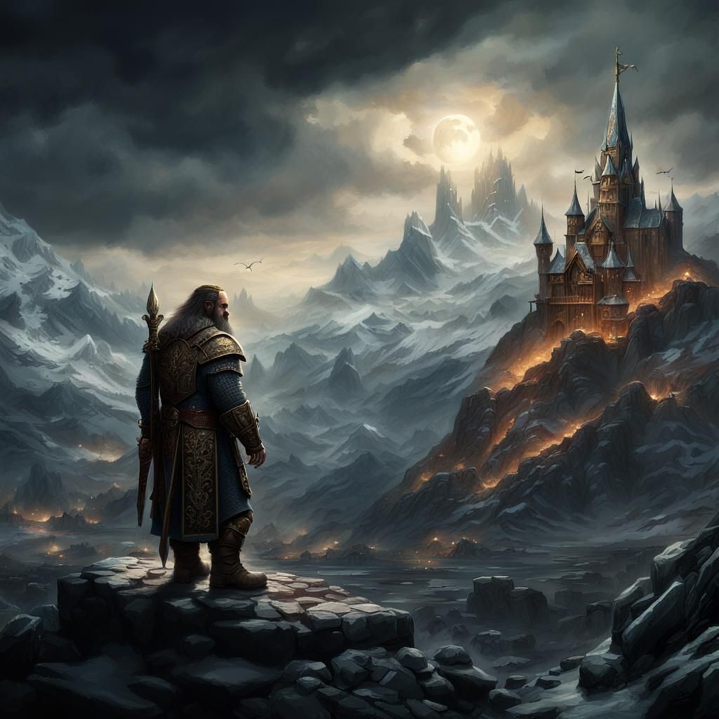 Epic Dark Fantasy Portrait of First Dwarf King